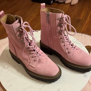 Pink Lace-Up Sam Edelman boots